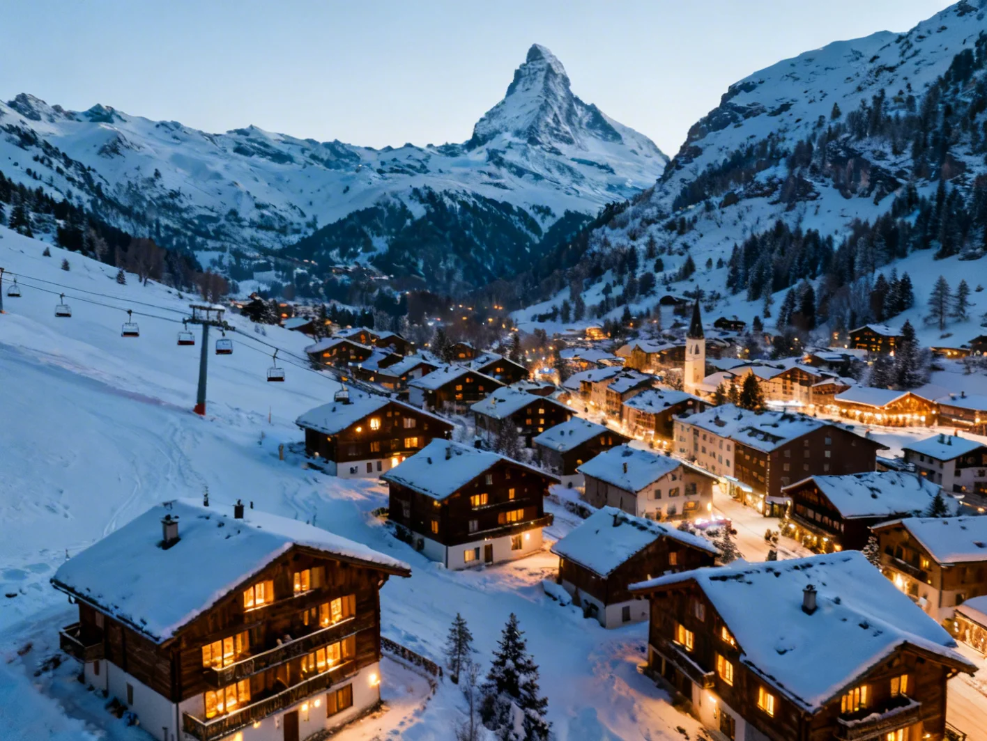 Village alpin et station de montagne